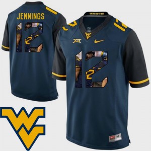 Football #12 Pictorial Fashion WV Gary Jennings College Jersey For Men Navy