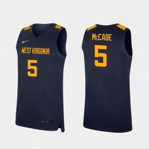 #5 WV Basketball Replica For Men's Jordan McCabe College Jersey Navy