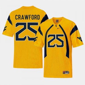 Replica Justin Crawford College Jersey Gold #25 Football West Virginia Mountaineers Men