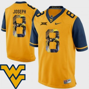 West Virginia University Football Pictorial Fashion Gold Men's #8 Karl Joseph College Jersey