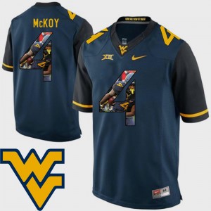 Mens West Virginia Football Navy #4 Pictorial Fashion Kennedy McKoy College Jersey