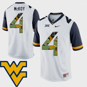 Men's #4 Kennedy McKoy College Jersey West Virginia University Pictorial Fashion Football White