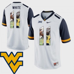 For Men's Football West Virginia Mountaineers #11 Pictorial Fashion Kevin White College Jersey White