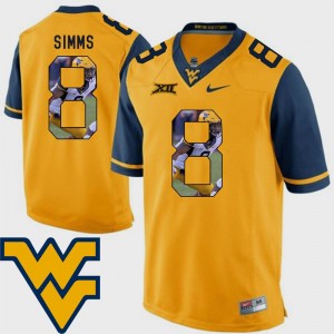 Gold WV Marcus Simms College Jersey Football Pictorial Fashion #8 Mens