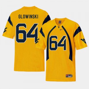 #64 West Virginia Men Replica Gold Mark Glowinski College Jersey Football