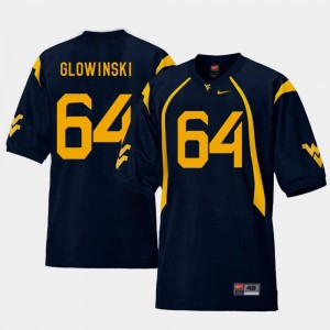 Mark Glowinski College Jersey For Men's #64 Football Navy Replica Mountaineers
