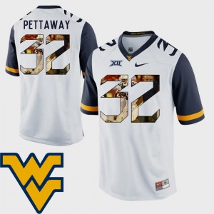 Mountaineers Football Martell Pettaway College Jersey White #32 For Men's Pictorial Fashion