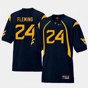 Maurice Fleming College Jersey Navy West Virginia #24 Football Men's Replica