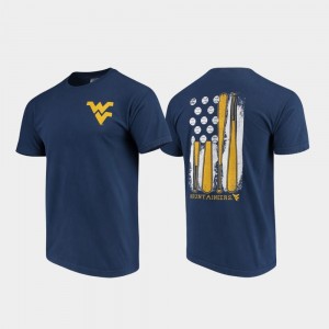 College T-Shirt Baseball Flag For Men Comfort Colors Navy WVU