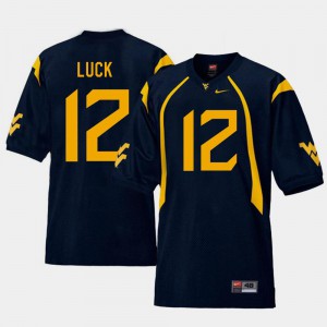 For Men #12 Mountaineers Football Navy Replica Oliver Luck College Jersey