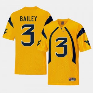 Replica #3 Gold West Virginia University Stedman Bailey College Jersey Men Football