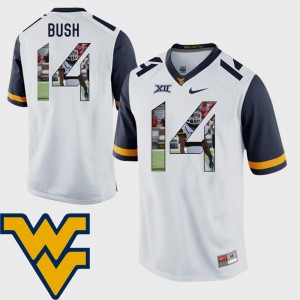 Men's Football Tevin Bush College Jersey #14 Mountaineers White Pictorial Fashion