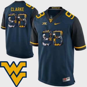 Pictorial Fashion #98 Football For Men Will Clarke College Jersey Navy West Virginia University