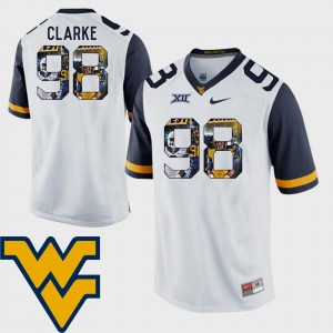 Football White For Men #98 Will Clarke College Jersey Pictorial Fashion West Virginia University