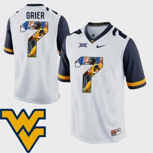 #7 WVU Men White Will Grier College Jersey Pictorial Fashion Football