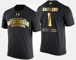 Badger No.1 Short Sleeve With Message #1 Men College T-Shirt Black Gold Limited