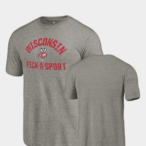 College T-Shirt Gray Men's UW Tri-Blend Distressed Pick-A-Sport