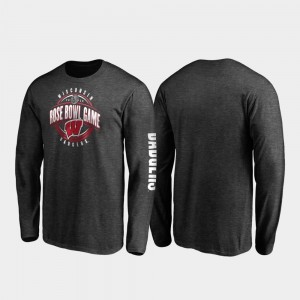 Heather Charcoal Men University of Wisconsin 2020 Rose Bowl Bound Neutral Stiff Arm Long Sleeve College T-Shirt