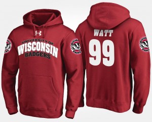 University of Wisconsin J.J. Watt College Hoodie #99 For Men Red