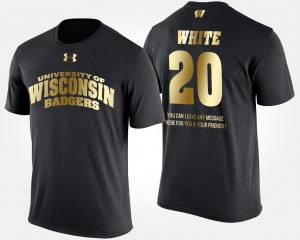 #20 Short Sleeve With Message Wisconsin James White College T-Shirt Black Gold Limited For Men