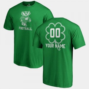 Wisconsin Fanatics Big & Tall Dubliner St. Patrick's Day Kelly Green Men #00 College Custom T-Shirt
