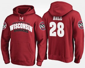 #28 For Men Badgers Red Montee Ball College Hoodie