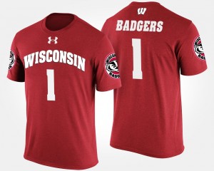 Men Red Badger College T-Shirt No.1 Short Sleeve #1