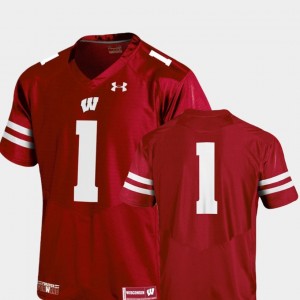 #1 For Men's College Jersey Football Team Replica Badger Red