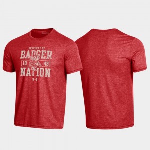 Men's Property Of Stack Red College T-Shirt Wisconsin Badgers Bi-Blend