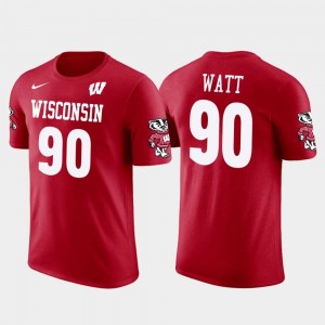 #90 Future Stars Red Wisconsin Badgers T.J. Watt College T-Shirt Pittsburgh Steelers Football Men