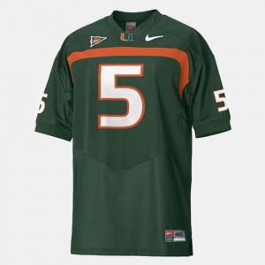 Football Green Miami Hurricane Youth Andre Johnson College Jersey #5