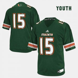 Miami Hurricanes College Jersey Green Youth #15 Football