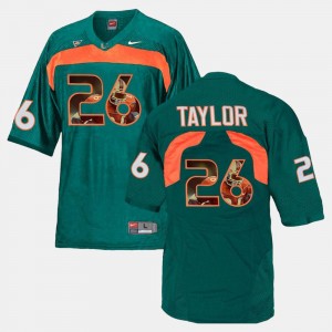 Men's Green Sean Taylor College Jersey Miami #26 Player Pictorial