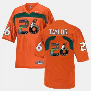 #26 For Men's Player Pictorial Miami Hurricane Orange Sean Taylor College Jersey