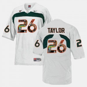 For Men Player Pictorial Sean Taylor College Jersey #26 White Miami