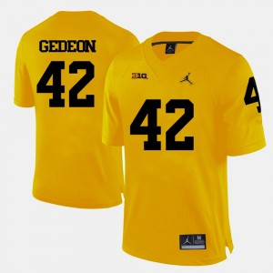 Football Yellow Michigan Ben Gedeon College Jersey Men #42