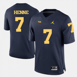 Michigan #7 Navy Blue Football For Men Chad Henne College Jersey