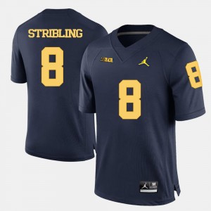 Channing Stribling College Jersey Football Michigan Navy Blue #8 For Men's