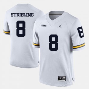 Football #8 Channing Stribling College Jersey White U of M For Men's