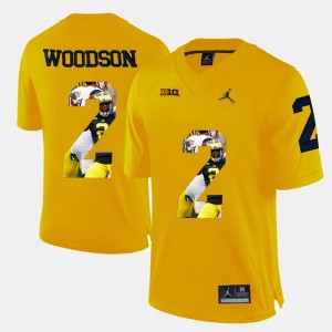 For Men #2 Player Pictorial Charles Woodson College Jersey U of M Yellow