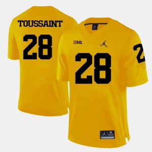 University of Michigan Yellow For Men Football Fitzgerald Toussaint College Jersey #28