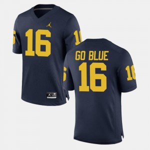 For Men Michigan #16 Alumni Football Game GO BLUE College Jersey Navy