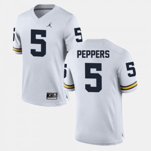Men U of M Alumni Football Game White #5 Jabrill Peppers College Jersey