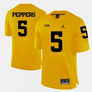 Jabrill Peppers College Jersey University of Michigan Football #5 For Men Yellow