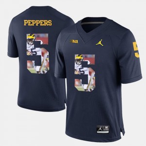 Jabrill Peppers College Jersey Player Pictorial Navy Blue Mens U of M #5