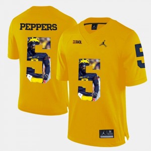 Yellow #5 Player Pictorial Men Jabrill Peppers College Jersey Michigan Wolverines