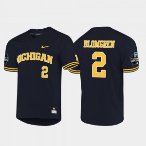 Men's Jack Blomgren College Jersey Navy Michigan 2019 NCAA Baseball World Series #2