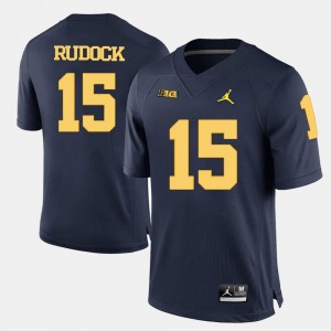 University of Michigan Jake Rudock College Jersey Football Navy Blue Men #15