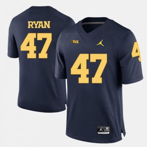 For Men Football Jake Ryan College Jersey Navy Blue Michigan #47