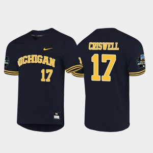2019 NCAA Baseball World Series University of Michigan For Men Jeff Criswell College Jersey #17 Navy